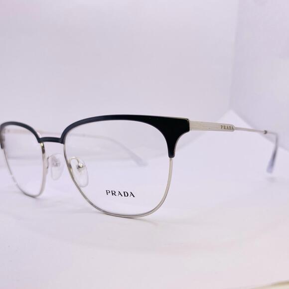 Prada Eyeglasses Frames VPR 59U 1BO-1O1 53 [] 17 145 Silver Black Authentic